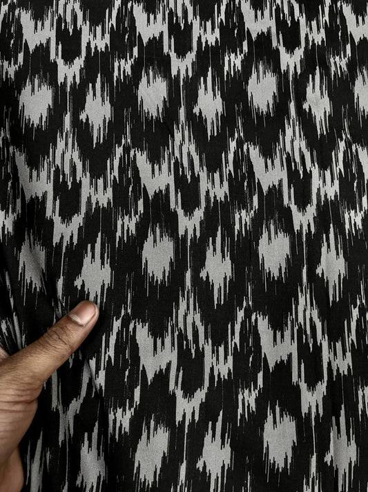 Black Ikat Statement Rayon Fabric