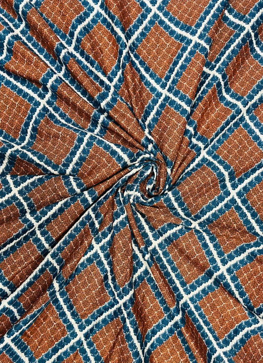 Orange Geometric Print Cambric Cotton