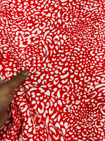 Red Wild Animal Print Rayon