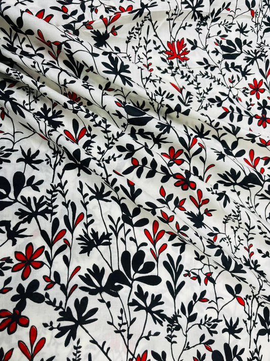 Monochrome Floral Fusion Rayon