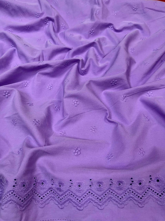 Lavender Border Chicken Cotton Fabric