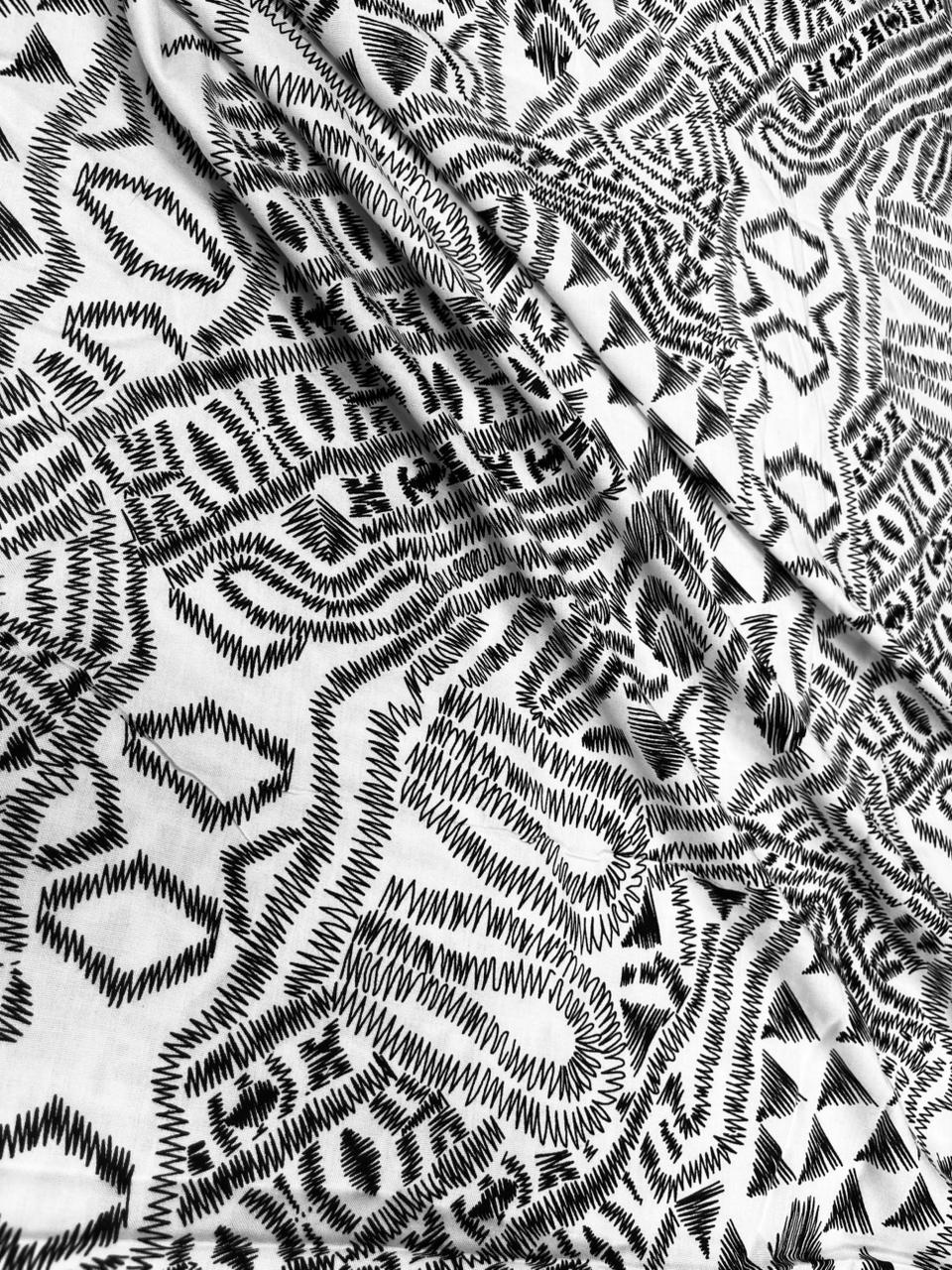 Modern Scribble Print Rayon
