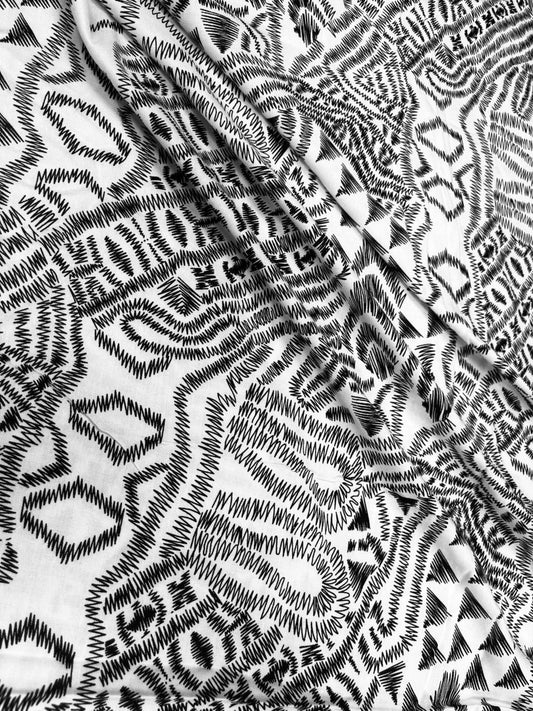 Modern Scribble Print Rayon