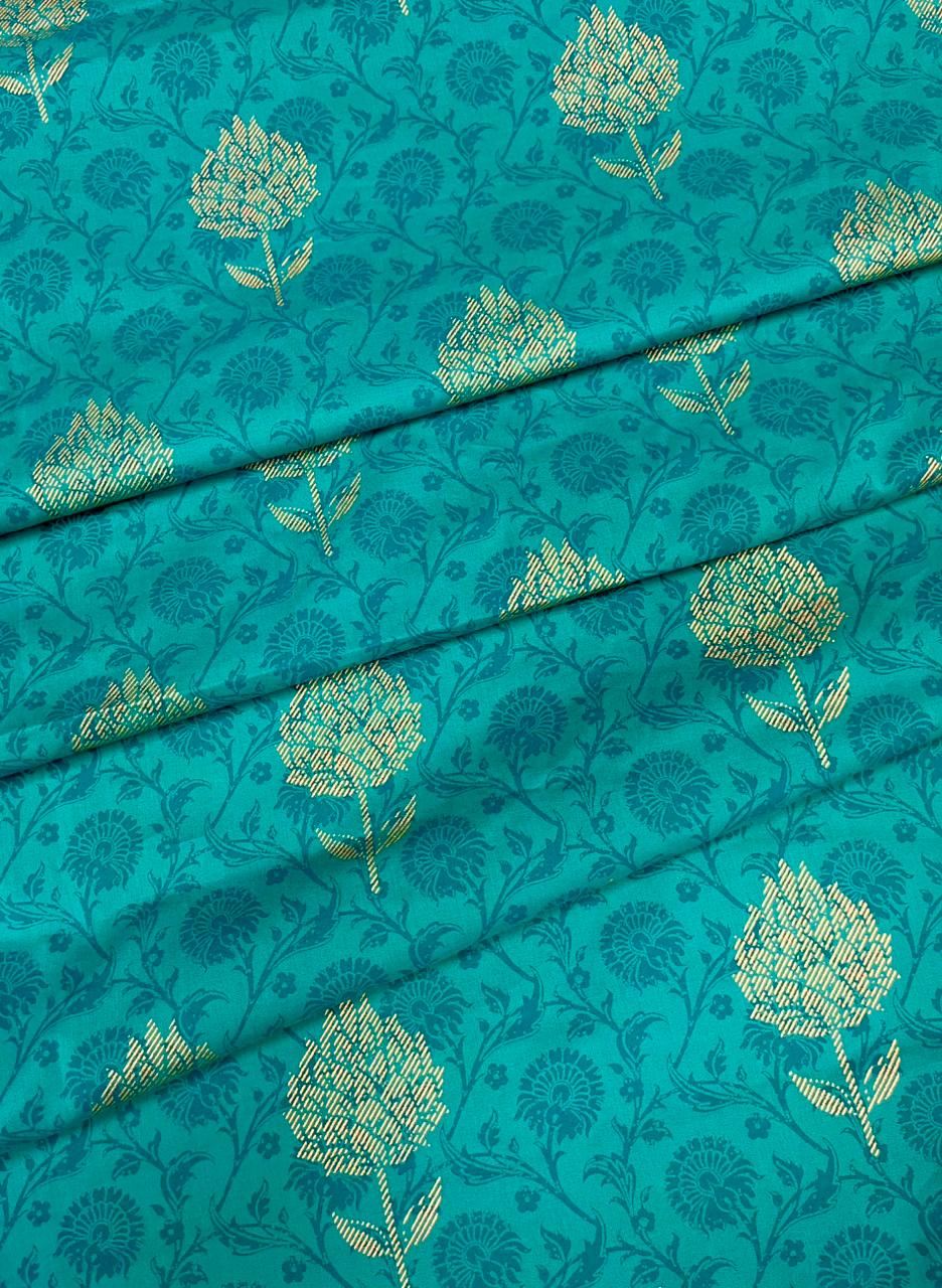 Teal Gulzar Cambric  Print