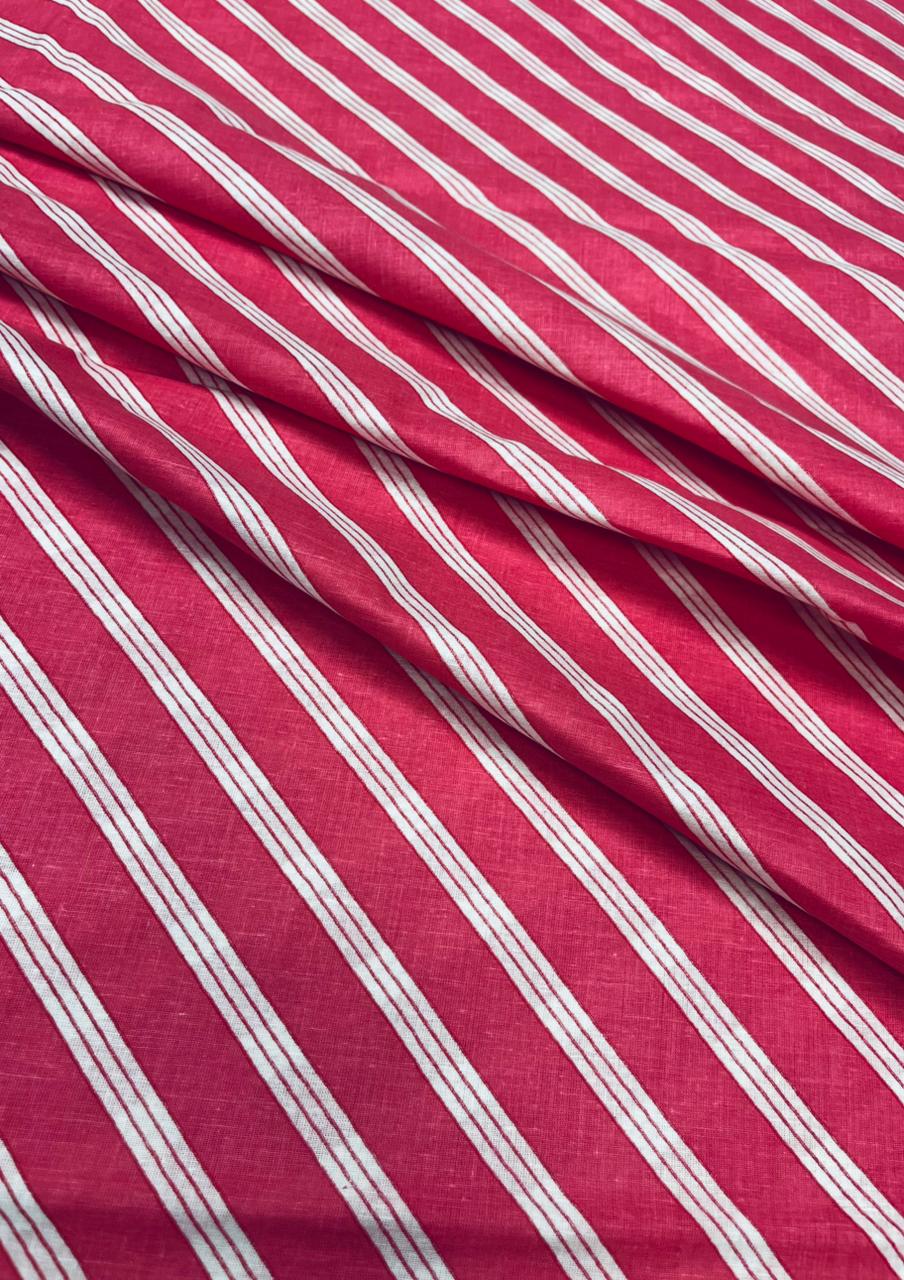 Rose Pink Line Print Cotton Fabric