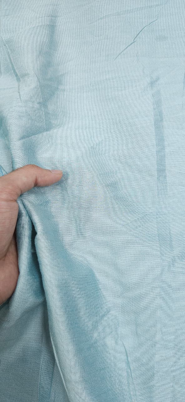 Ice Blue Cotton Silk Fabric
