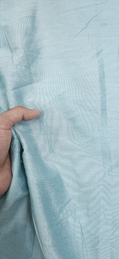 Ice Blue Cotton Silk Fabric