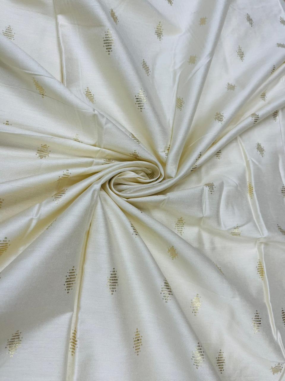 Off White Gold Print Muslin Fabric