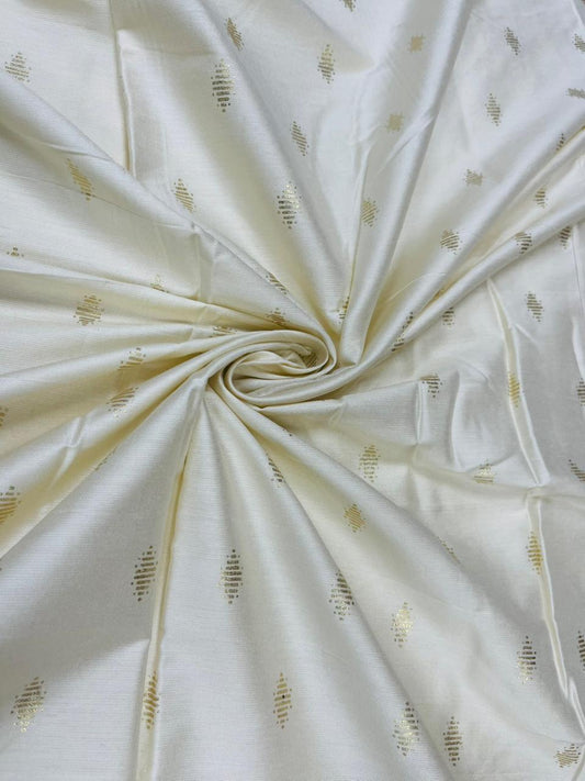Off White Gold Print Muslin Fabric