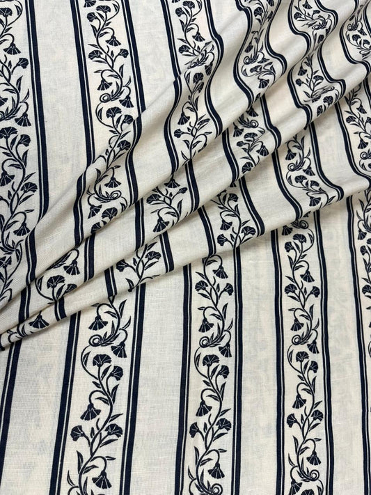 Indigo Stripe Floral Rayon