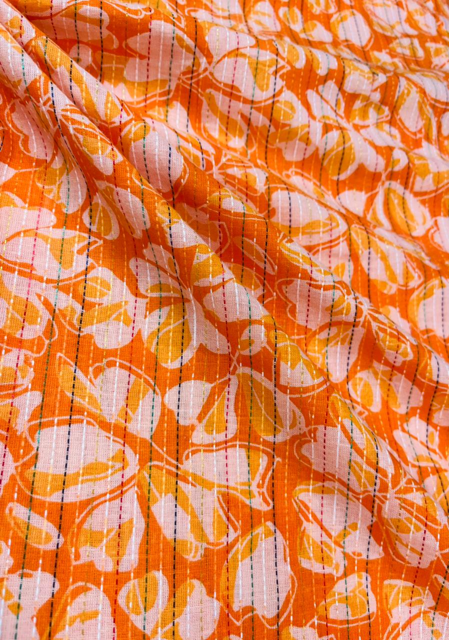 Orange Blossom Kantha Cambric Cotton