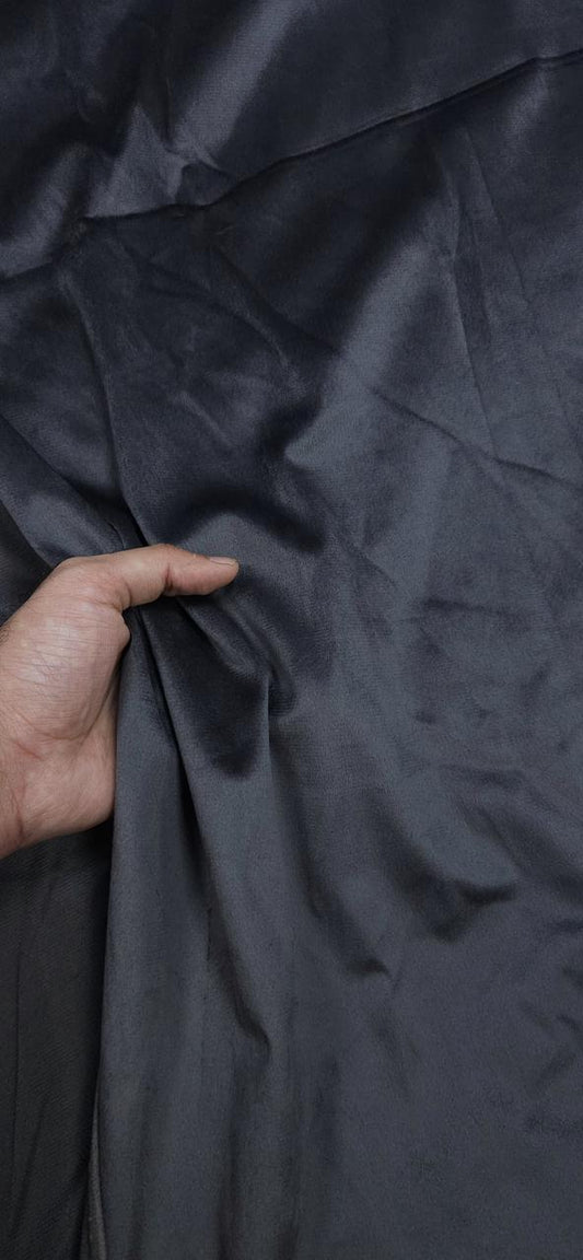 Smoky Grey Velvet Fabric Soft Touch
