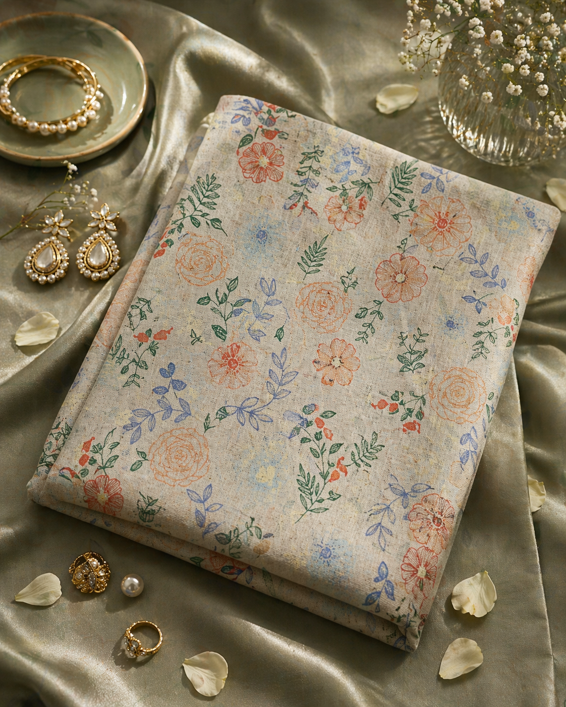 Pastel Floral Pure Linen Fabric 60” Wide