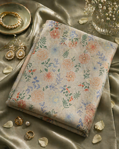 Pastel Floral Pure Linen Fabric 60” Wide