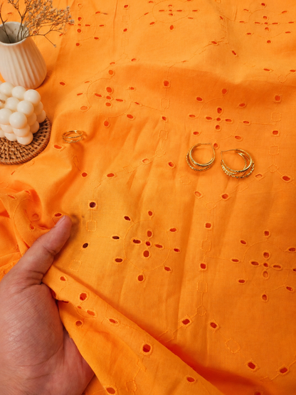 Sunset Bloom Cotton Schiffli Embroidered Fabric