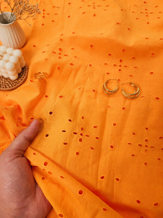 Sunset Bloom Cotton Schiffli Embroidered Fabric