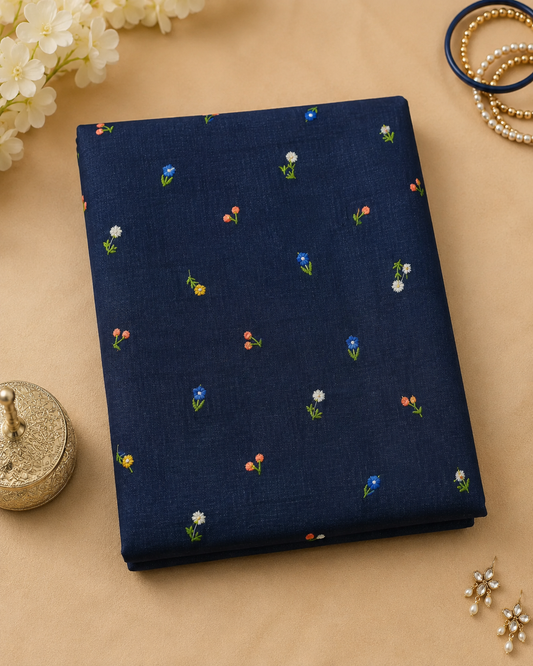 Indigo Petal Luxe Cotton Denim Fabric