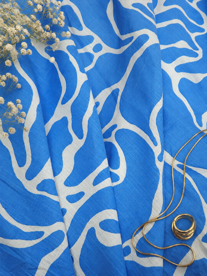 Ocean Blue Linen Blend Fabric