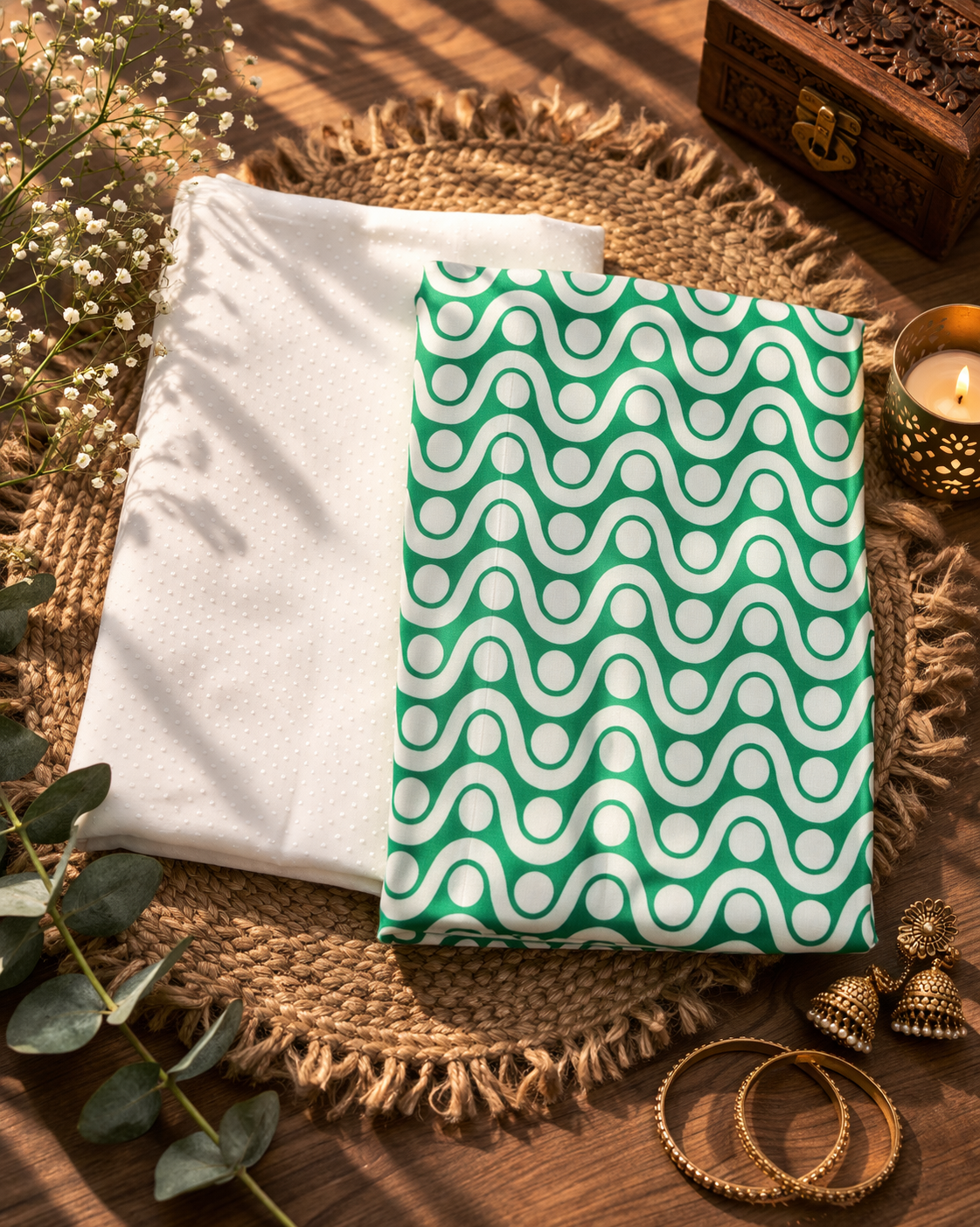 Premium Cotton Rayon Kurta Material with Solid Cotton Bottom