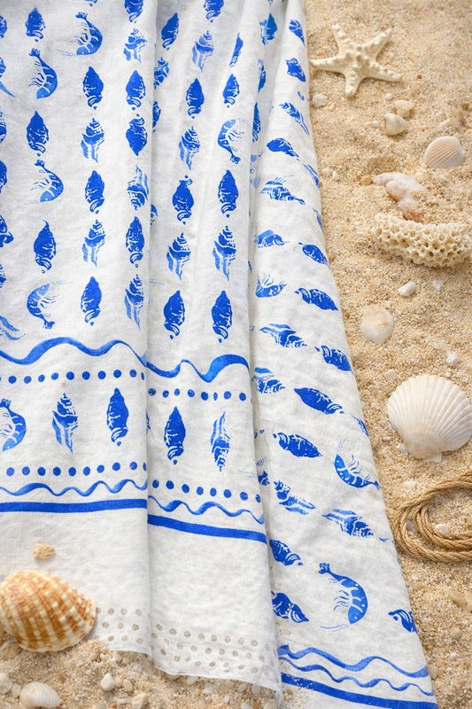 Marine shell 100% pure linen Fabric