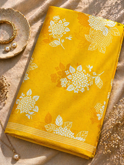 Sunshine Yellow Floral Cotton Fabric