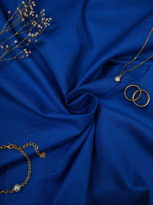 Dark Powder Blue Pure Linen Fabric