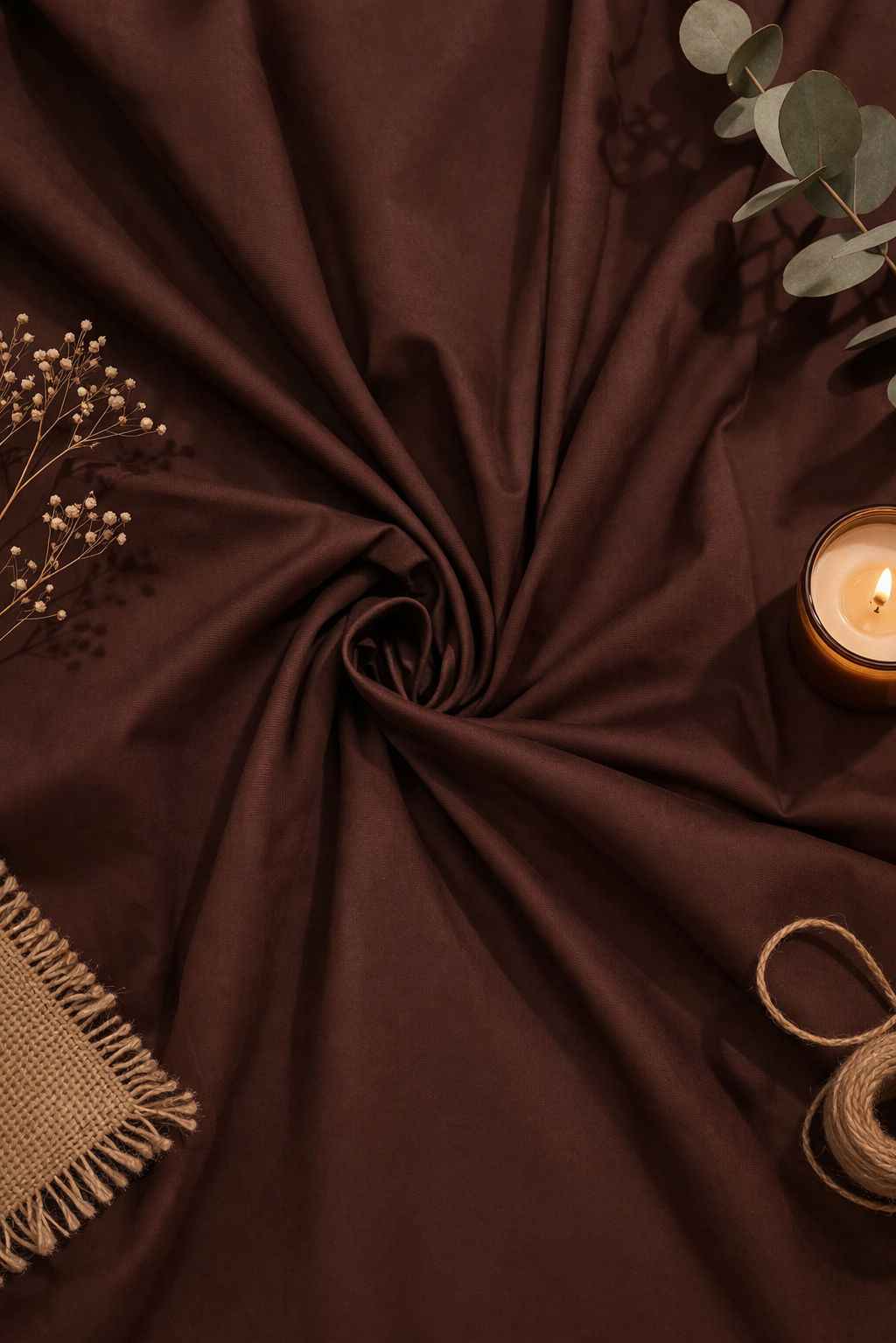 Coffee Brown Cotton Lycra Fabric 44 Inch