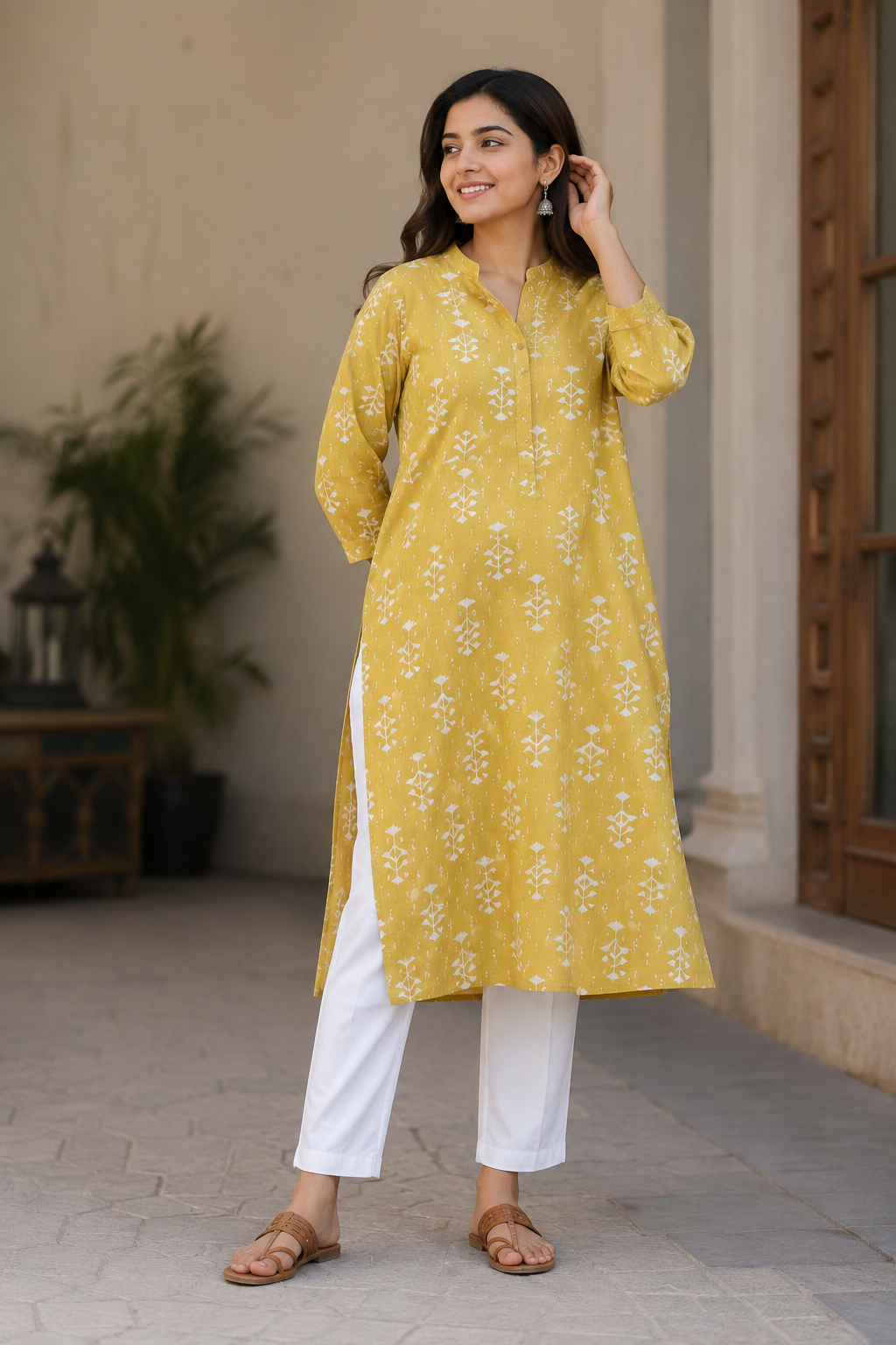 Mustard Yellow Mini Crops Cotton Suit Set