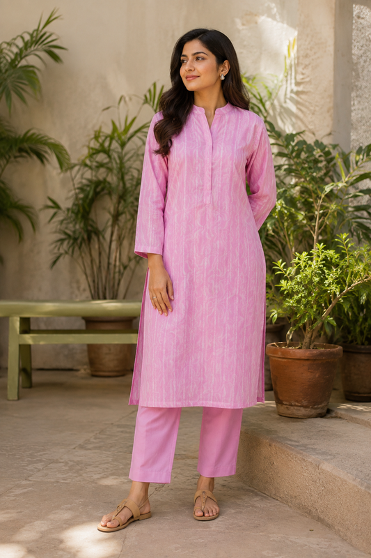 Pastel Pink Cotton Suit Set