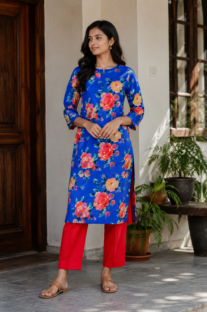 Royal Bloom Rayon Suit Set