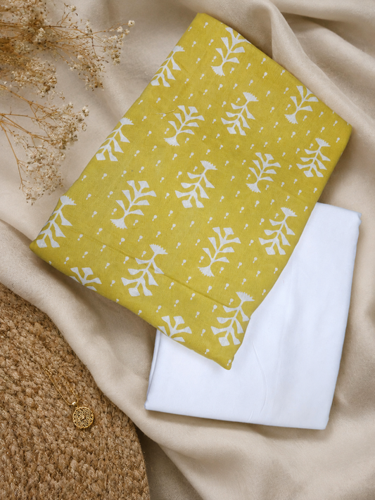 Mustard Yellow Mini Crops Cotton Suit Set