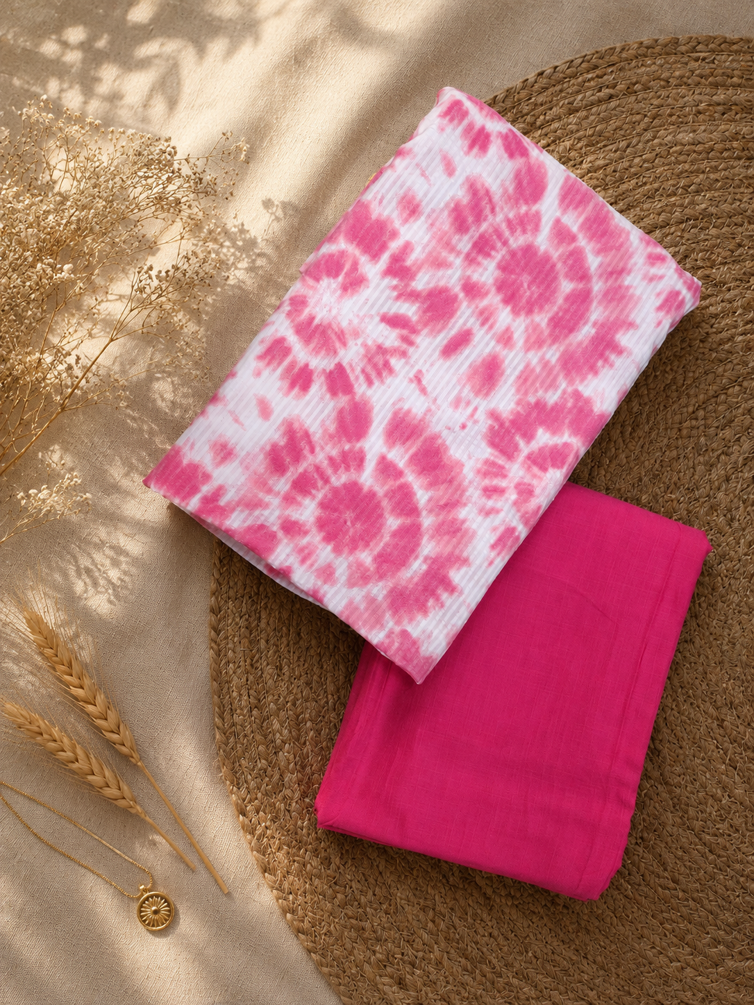 Premium Pink Cotton Printed Suit Set