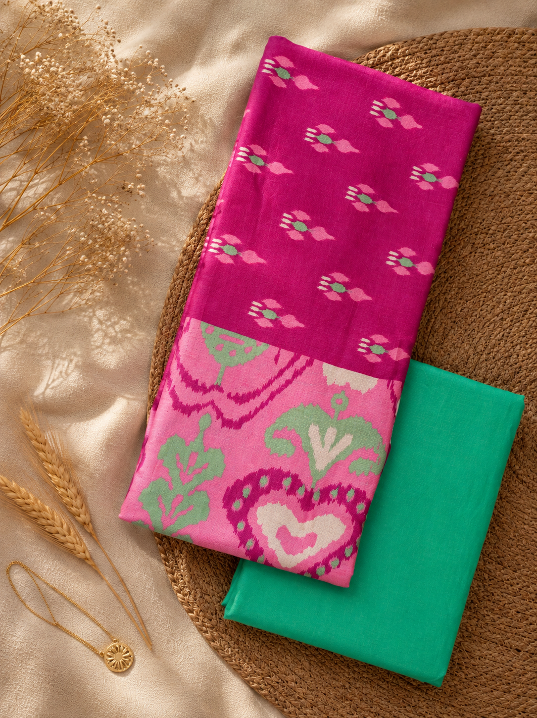 Pink Rayon Kurta with Rayon Bottom Suit Set