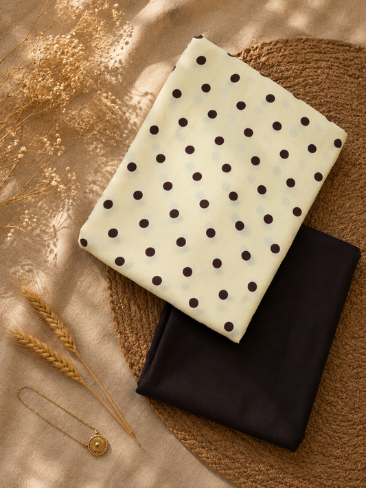 Premium Poplin Polka Dot Kurta with Rayon Bottom Suit Set