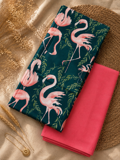 Premium Flamingo Print Rayon Suit Set