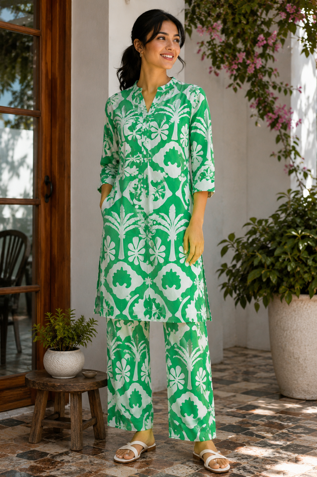 Green Tropical Linen Fabric | 60 Inch Width