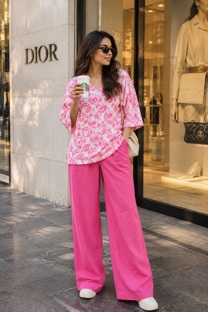 Premium Pink Cotton Printed Suit Set