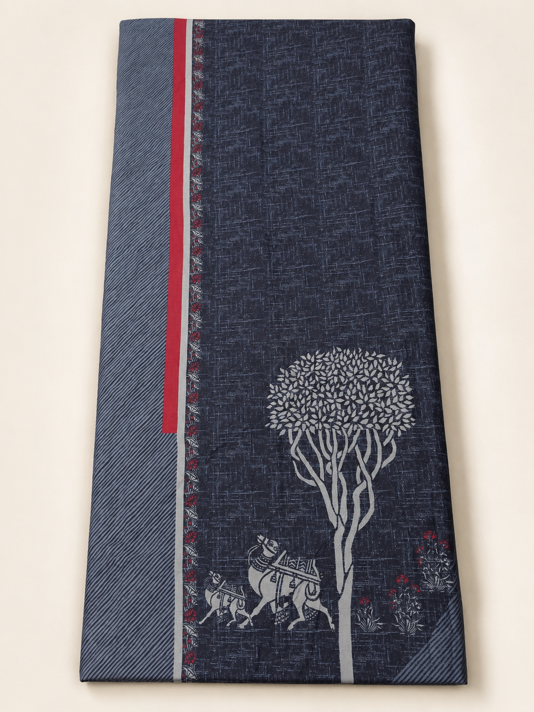 Indigo Colour Camel Printed Kurta Panel Fabric