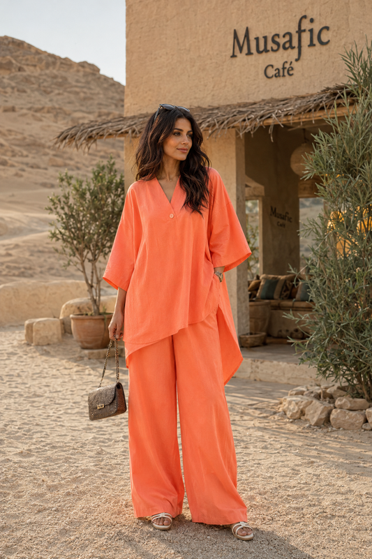 Peach Color Cotton Poplin Lycra Fabric | 56 Inch Width