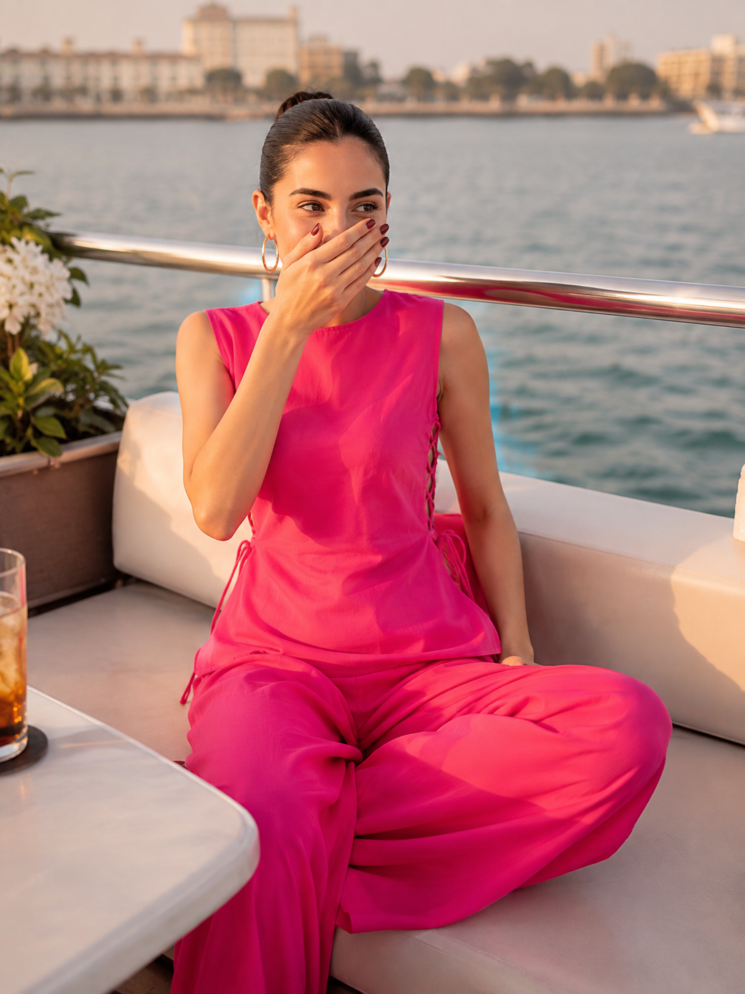 Fucshia Pink Cotton Poplin Lycra Fabric | 56 Inch Width