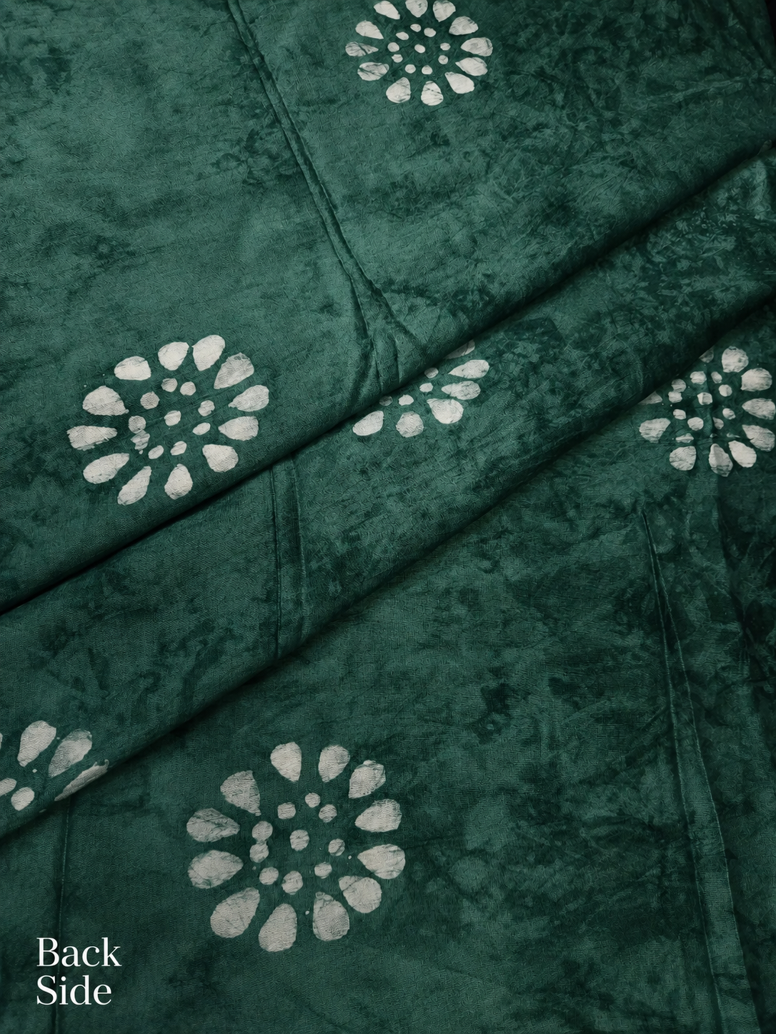Teal Green Cotton Bandhani Printed Embroidered Suit Set with Muslin Dupatta
