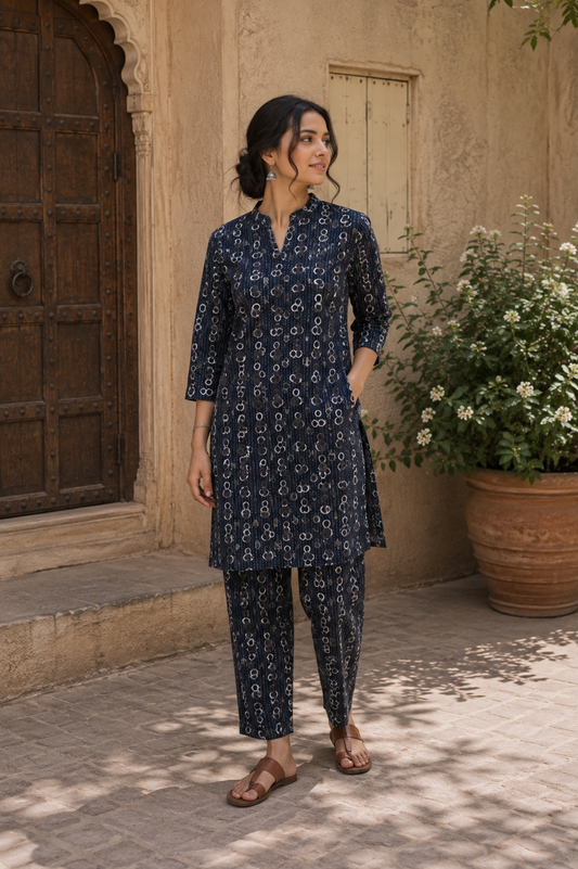 Midnight Circle Kantha Cambric Cotton