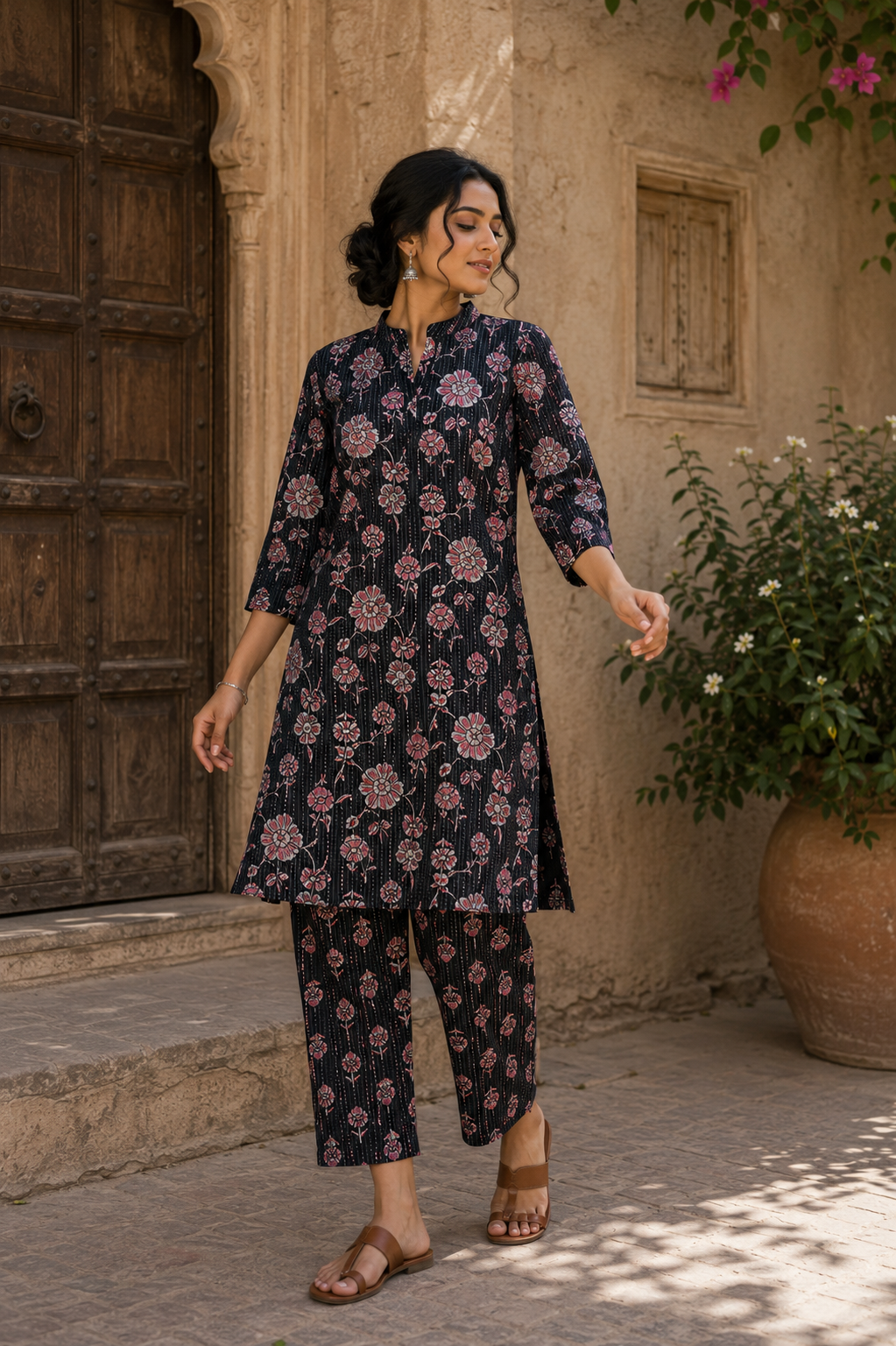 100% Cotton with kantha work suit