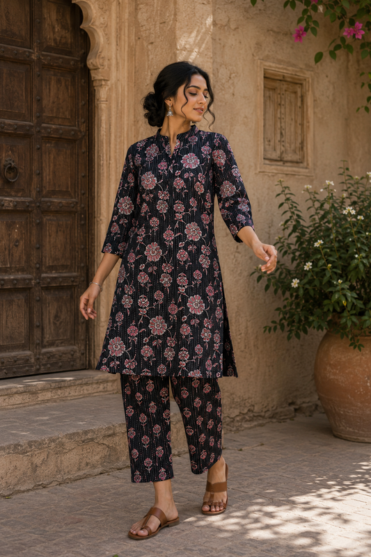 100% Cotton with kantha work suit