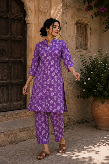 Royal Purple Paisley Kantha Cambric Cotton
