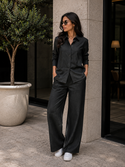 Classic Black Denim Fabric (Plain Solid)