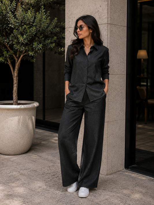 Classic Black Denim Fabric (Plain Solid)