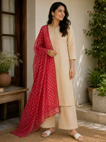 Cotton Silk Suit Set with 2.5 Meter Chanderi Dupatta