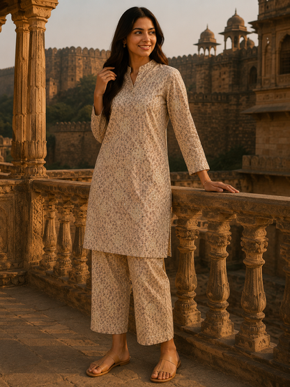Premium Mul Cotton Fabric with Stitched Gota Patti Work – 60 Inch Width