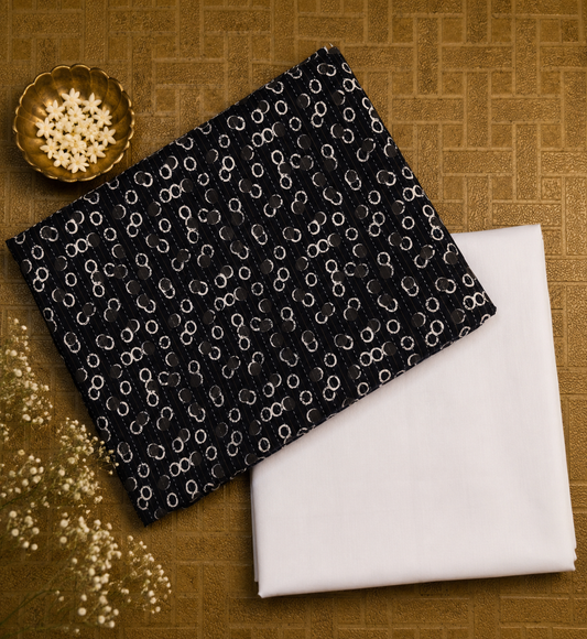 Midnight Navy Abstract Circle Cotton Suit Set